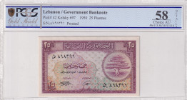 Lebanon, 25 Piastres, 1950, AUNC(+), p42
PCGS 58, Pressed
Estimate: USD 200-400