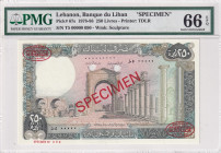 Lebanon, 250 Livres, 1978/1988, UNC, p67s, SPECIMEN
PMG 66 EPQ
Estimate: USD 450-900