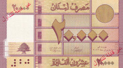 Lebanon, 20.000 Livres, 2012, UNC, p93as, SPECIMEN
Estimate: USD 60-120
