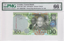 Lesotho, 100 Maloti, 2013, UNC, p24b
PMG 66 EPQ
Estimate: USD 25-50
