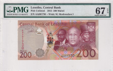 Lesotho, 200 Maloti, 2015, UNC, p25
PMG 67 EPQ, High condition 
Estimate: USD 40-80
