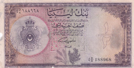 Libya, 1/2 Pounds, 1955, FINE, p19a
There are cracks, rips and stains
Estimate: USD 40-80