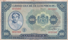 Luxembourg, 100 Frang, 1944, VF, p47a
There are pinholes and openings
Estimate: USD 50-100