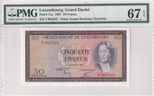 Luxembourg, 50 Francs, 1961, UNC, p51a
PMG 67 EPQ, High condition
Estimate: USD 200-400