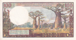 Madagascar, 100 Francs, 1966, UNC, p57a
There are rounded corners.
Estimate: USD 75-150