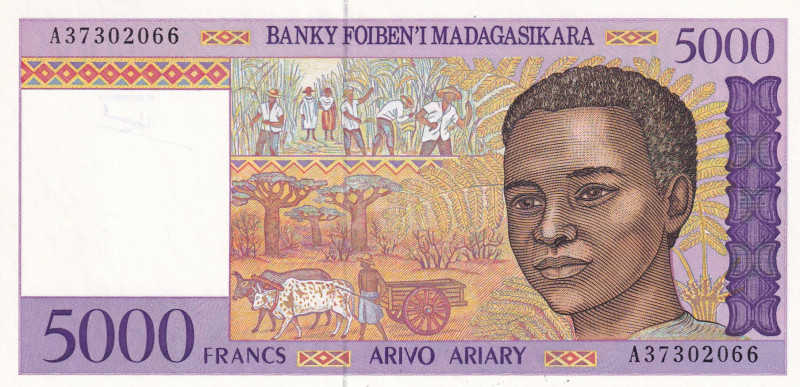 Madagascar, 5.000 Francs = 1.000 Ariary, 1995, UNC, p78a
Estimate: USD 15-30