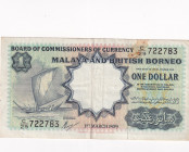 Malaya and British Borneo, 1 Dollar, 1959, VF(+), p8A
Staple hole and stain.
Estimate: USD 25-50