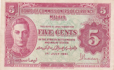 Malaya, 5 Cents, 1941, XF(+), p7b
Estimate: USD 25-50
