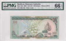 Maldives, 100 Rufiyaa, 2000, UNC, p22b
PMG 66 EPQ
Estimate: USD 40-80