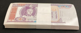 Mongolia, 100 Tugrik, 2014, UNC, p65c, BUNDLE
(Total 100 consecutive banknotes)
Estimate: USD 25-50