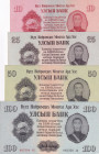 Mongolia, 10-25-50-100 Tugrik, 1955, p31-p34, (Total 4 banknotes)
10-25-50 Tugrik, UNC; 100 Tugrik, UNC(-)
Estimate: USD 30-60