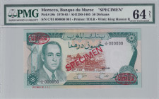 Morocco, 50 Dirhams, 1970/1985, UNC, p58s, SPECIMEN
PMG 64
Estimate: USD 350-700
