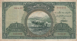 Turkey, 1 Livre, 1927, VF, p119, 1.Emission
There is a tear in the upper and lower middle, There are wear on the edges of the border.
Estimate: USD ...