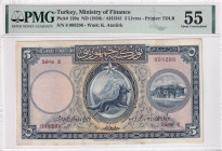 Turkey, 5 Livres, 1929, AUNC, p120a, 1. Emission
PMG 55
Estimate: USD 750-1500