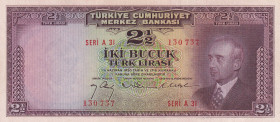 Turkey, 2 1/2 Lira, 1947, XF, p140, 3.Emission
Estimate: USD 150-300