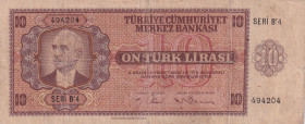 Turkey, 10 Lira, 1942, FINE, p141, 3.Emission
There are openings.
Estimate: USD 50-100