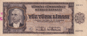 Turkey, 100 Lira, 1942, VF(+), p144a, 3.Emission
There is a print mark on the obverse, Natural
Estimate: USD 300-600