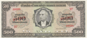 Turkey, 500 Lira, 1946, AUNC, p145s, SPECIMEN
3.Emission, İsmet İnönü Portrait
Estimate: USD 2000-4000