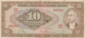 Turkey, 10 Lira, 1948, VF(+), p148, 4.Emission
Natural
Estimate: USD 125-250