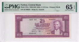 Turkey, 2 1/2 Lira, 1955, UNC, p151a, 5.Emission
PMG 65 EPQ, From Same Pack
Estimate: USD 1.000-2.000