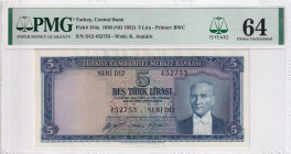 Turkey, 5 Lira, 1952, UNC, p154a, 5.Emission
PMG 64
Estimate: USD 600-1200