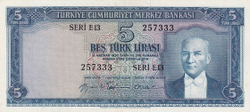 Turkey, 5 Lira, 1959, AUNC, p155, 5.Emission
Estimate: USD 200-400