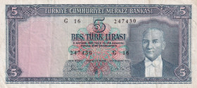 Turkey, 5 Lira, 1961, VF(+), p173a, 5.Emission
Natural
Estimate: USD 20-40