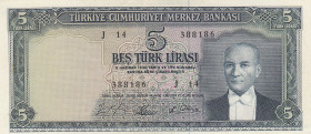 Turkey, 5 Lira, 1965, AUNC(-), p174a, 5.Emission
Natural, Light handling
Estimate: USD 75-150