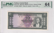 Turkey, 10 Lira, 1963, UNC, p161, 5.Emission
PMG 64
Estimate: USD 200-400