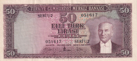 Turkey, 50 Lira, 1957, XF(-), p165, 5.Emission
Natural
Estimate: USD 150-300