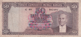 Turkey, 50 Lira, 1960, FINE, p166, 5.Emission
There are cracks, rips and stains
Estimate: USD 20-40