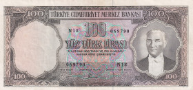 Turkey, 100 Lira, 1958, AUNC(-), p169, 5.Emission
Natural, Light handling
Estimate: USD 400-800