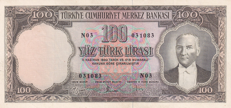 Turkey, 100 Lira, 1958, XF, p169, 5.Emission
Natural
Estimate: USD 200-400