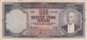 Turkey, 500 Lira, 1959, VF(+), p171, 5.Emission
Natural, Stained
Estimate: USD 100-200