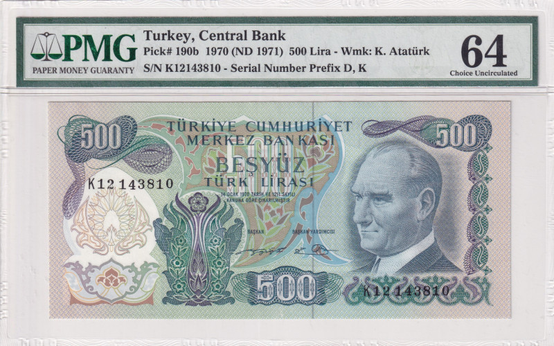 Turkey, 500 Lira, 1974, UNC, p190b, 6.Emission
PMG 64, K Prefix
Estimate: USD ...