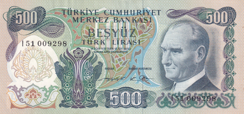 Turkey, 500 Lira, 1974, AUNC, p190d, 6.Emission
Estimate: USD 15-30