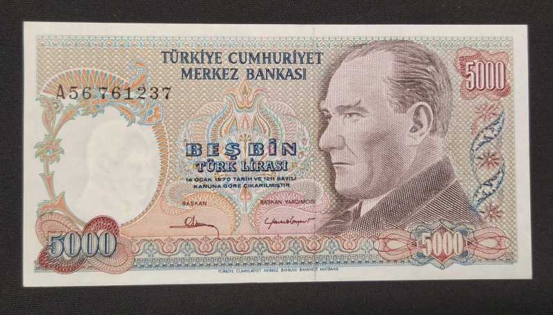 Turkey, 5.000 Lira, 1981, UNC, p196A, 7.Emission
Estimate: USD 75-150