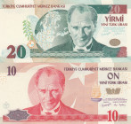 Turkey, 10-20 New Lira, 2005, UNC, p218, p219, 8.Emission
Full Twin Team Including Letter, (Total 2 banknotes)
Estimate: USD 150-300