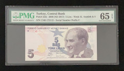 Turkey, 5 Lira, 2017, UNC, p222c, 9.Emission
PMG 65 EPQ
Estimate: USD 25-50