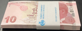 Turkey, 10 Lira, 2021, UNC, p223e, BUNDLE
"E01" prefix, (Total 100 banknotes)
Estimate: USD 125-250