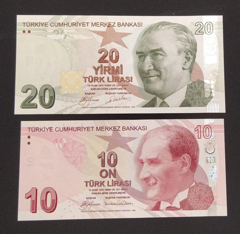 Turkey, 10-20 Lira, 2009, UNC, p223a, p224a, 9.Emission
Radar, Full Twin Serial...