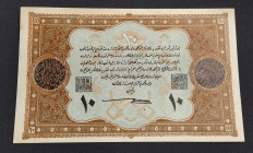 Turkey, Ottoman Empire, 10 Livres, 1918, UNC(-), p110x, Canada Print
VI. Mehmet Vahdeddin period, 3.Emission, Type 2, AH: 1334, front sign Cavid, bac...