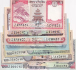 Nepal, 5-10-20-50-100-500-1000 Rupees, 2012/2012, UNC, p69; p75a, (Total 7 banknotes)
Estimate: USD 35-70
