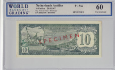Netherlands Antilles, 10 Gulden, 1967, UNC, p9as, SPECIMEN
WBG 60, Bank Van de Nederlande Antillen
Estimate: USD 175-350