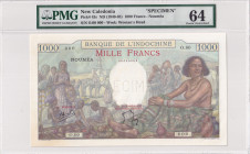New Caledonia, 1.000 Francs, 1940/65, UNC, p43s, SPECIMEN
PMG 64, Banque De L `Indochine
Estimate: USD 2000-4000