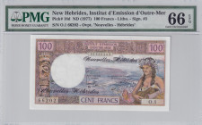 New Hebrides, 100 Francs, 1977, UNC, p18d
PMG 66 EPQ
Estimate: USD 50-100