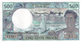 New Hebrides, 500 Francs, 1970/1981, UNC, p19c
Estimate: USD 25-50