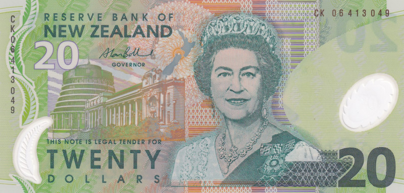 New Zealand, 20 Dollars, 2006, UNC, p187b
Queen Elizabeth II portrait, Polymer ...