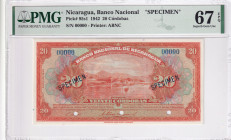 Nicaragua, 20 Cordobas, 1942, UNC, p95s1, SPECIMEN
PMG 67, High condition
Estimate: USD 500-1000