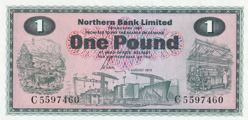 Northern Ireland, 1 Pound, 1978, UNC, p187c
Estimate: USD 25-50